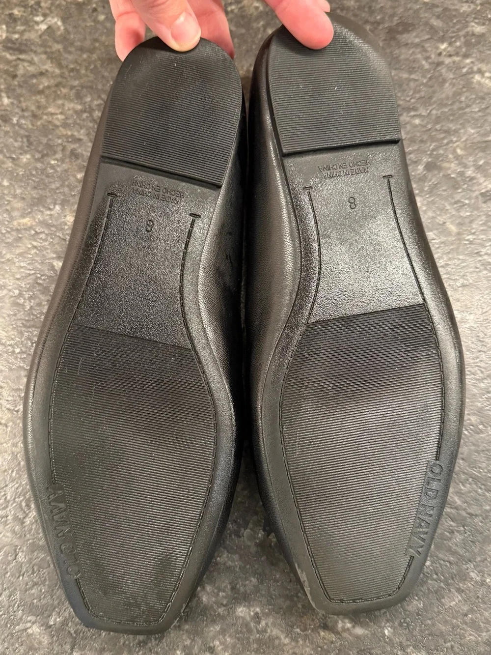 Mary Jane Black Faux Leather Ballet Flats, Size 8